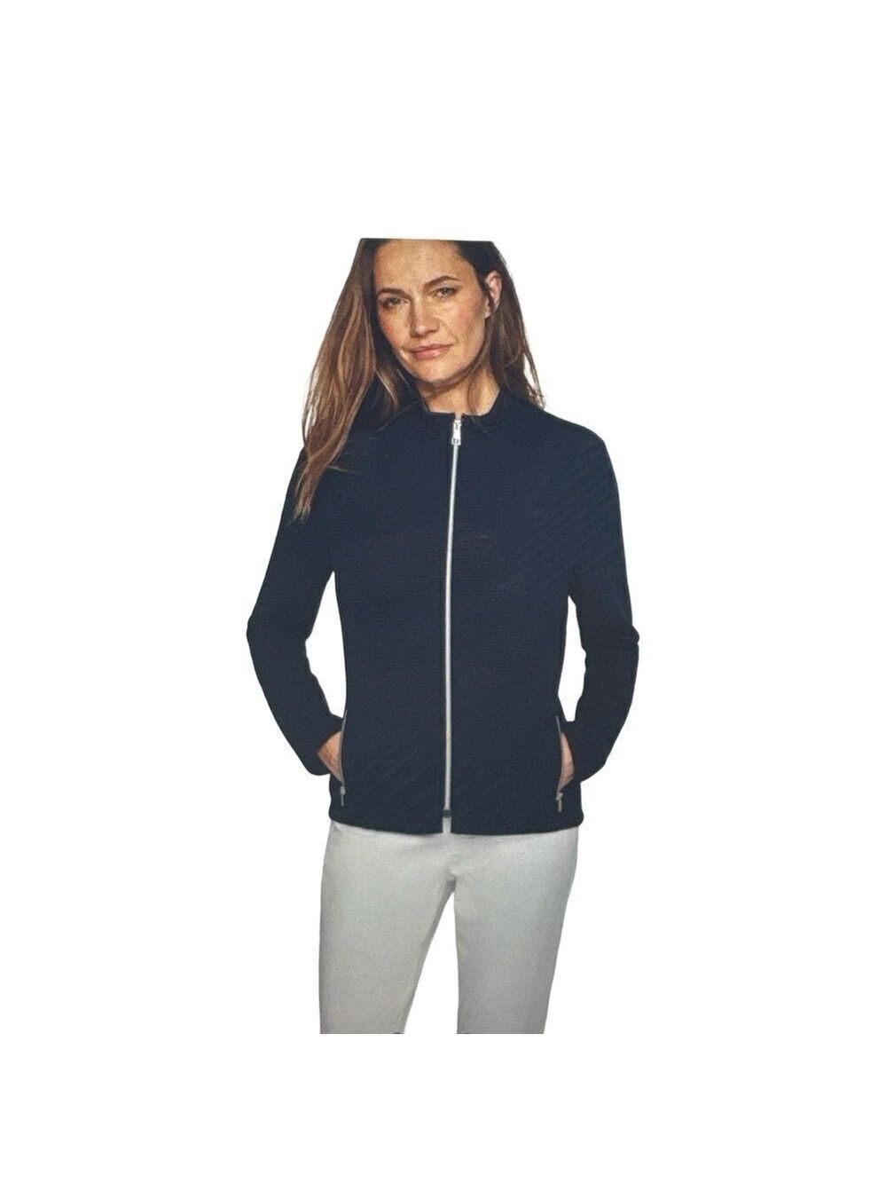 RABE Waffle Textured Zipped Jacket, Navy